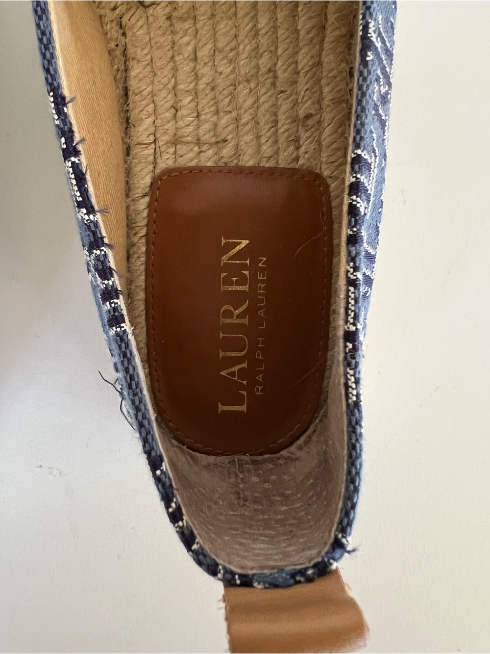Ralph Lauren LRL Cameryn II Monogram Jacquard Espadrille, Blue/Tan, size 8 - Picture 8 of 13